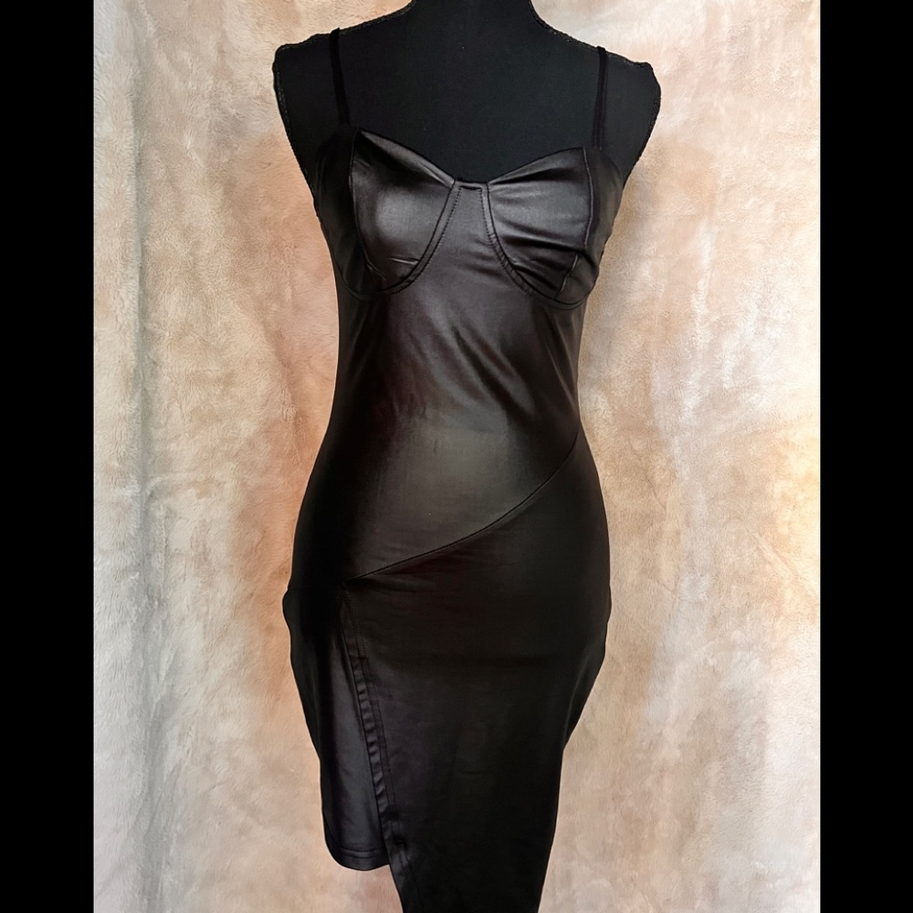 Black faux latex dress